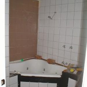 Main Bathroom - partially tiled