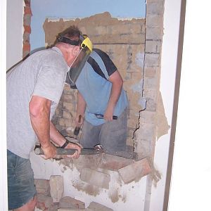 Walsh St - brick wall around bath removal