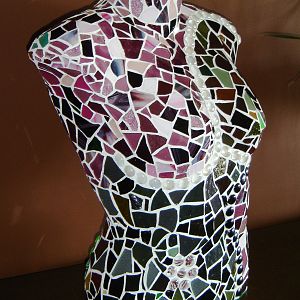 Half body mosaic with black & clear beads